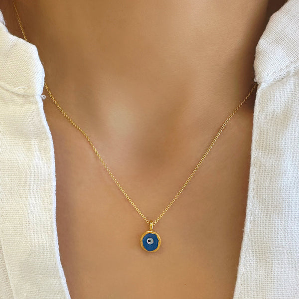 Blue Evil Eye Lucky Charm Necklace
