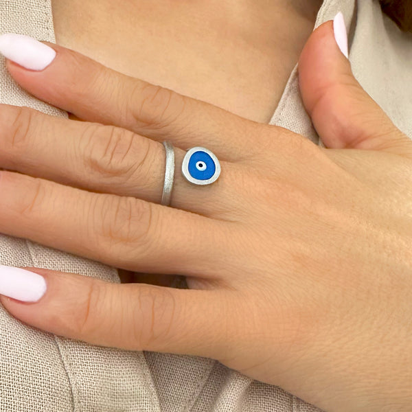 Greek Blue Evil Eye Ring - One Size ring