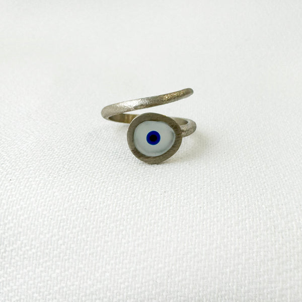 White Evil Eye Ring - Silver 925
