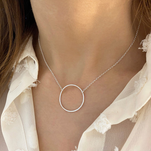 Dainty Ring Necklace with an open circle pendant
