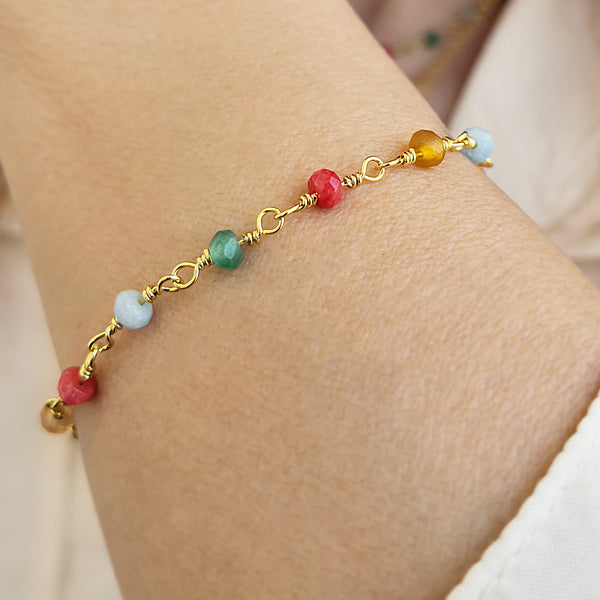 Colorfull rosary bracelet with agate gemstones