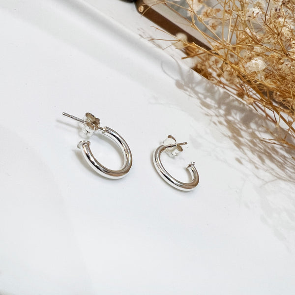 Small Hoop Earrings that are Open back - Silver 925