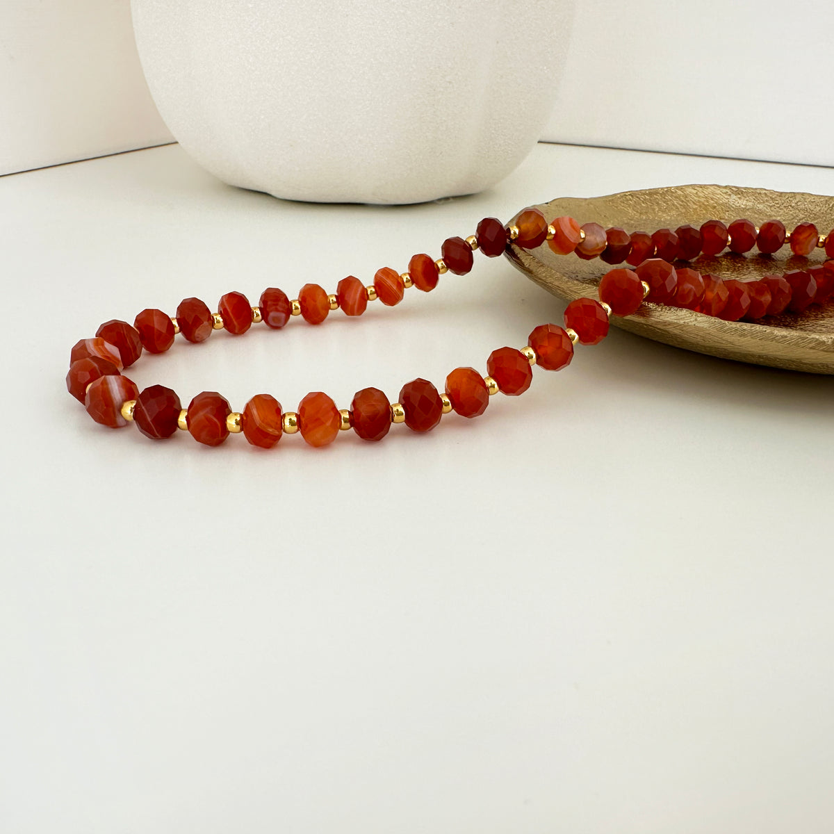 Natural Agate Beaded Choker Necklace