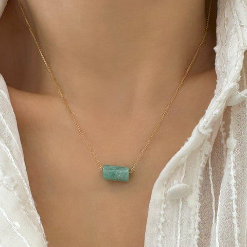 Gemstone necklace with a Green Amazonite Pendant