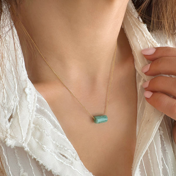 Gemstone necklace with a Green Amazonite Pendant