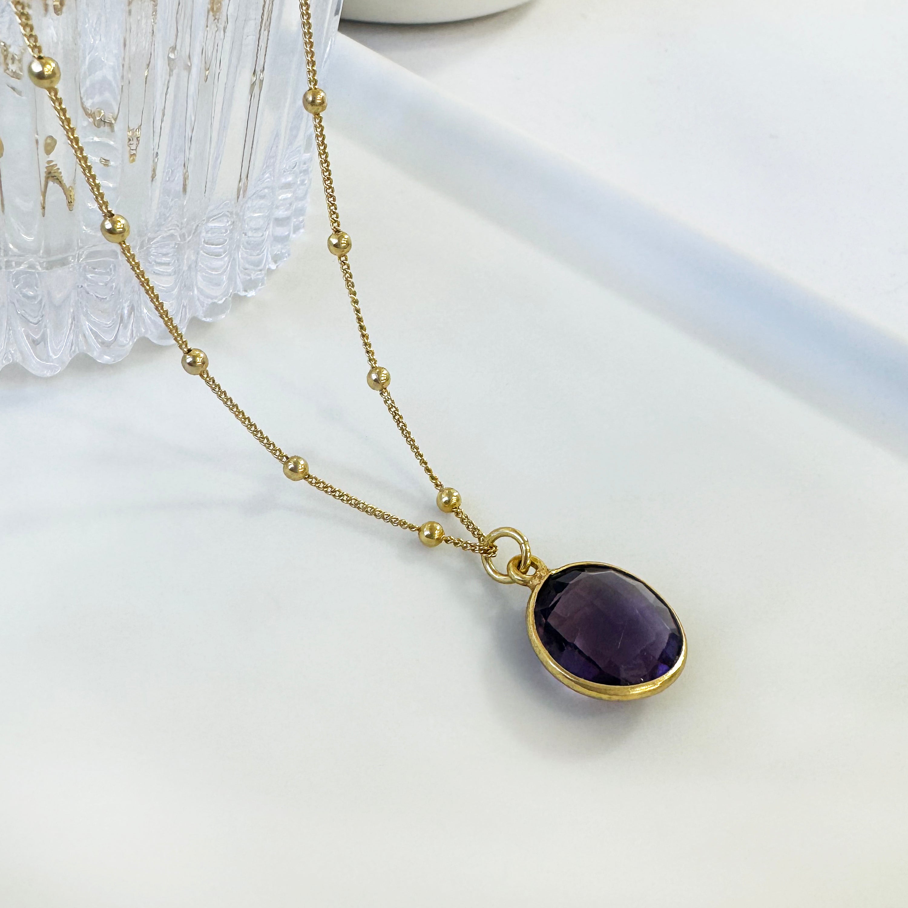 February birthstone Amethyst Crystal Necklace