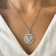 Silver Heart Coin Necklace