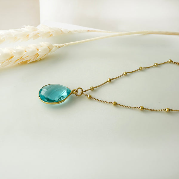 Real Aquamarine Necklace - Aquamarine Pendant
