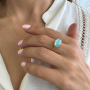 Aquamarine gold ring