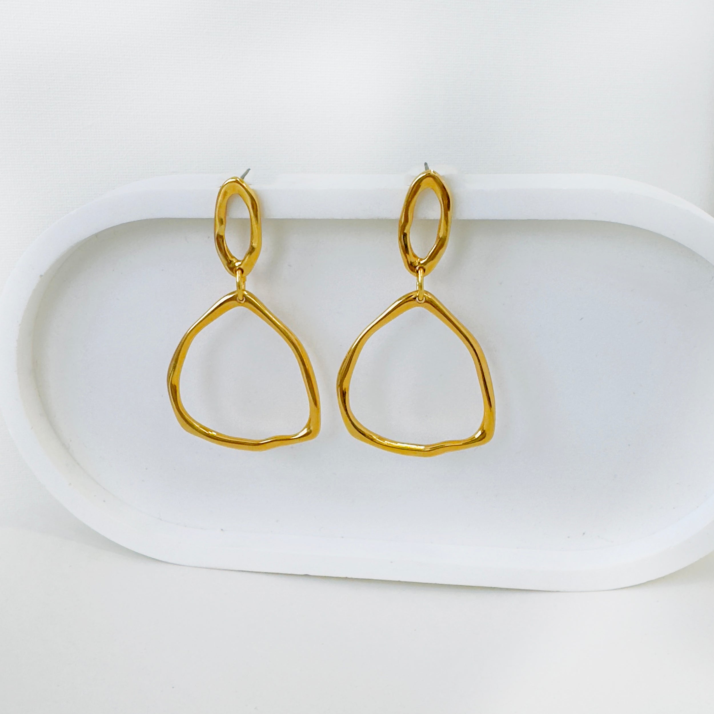 Long gold Asymmetric stud Earrings