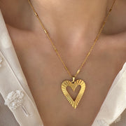 Gold Big Heart Pendant Necklace
