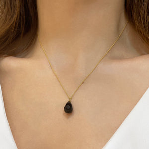Minimalist necklace with a Real Onyx drop pendant