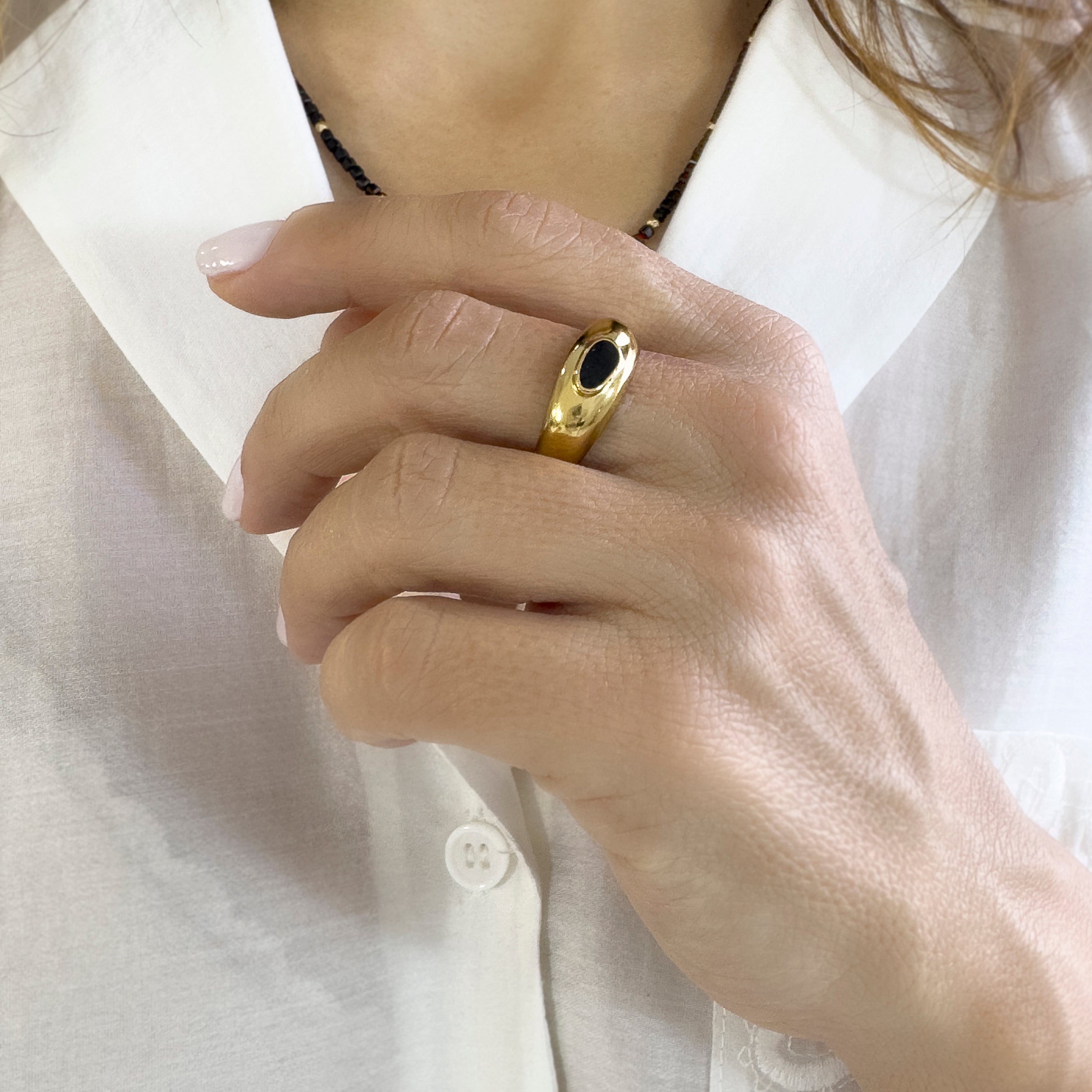 Βlack enamel Adjustable Ring