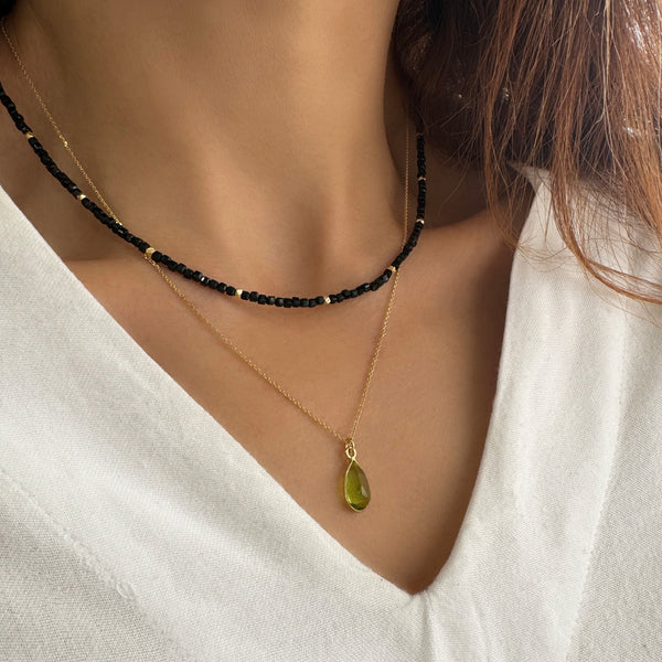 Tiny Peridot drop pendant necklace