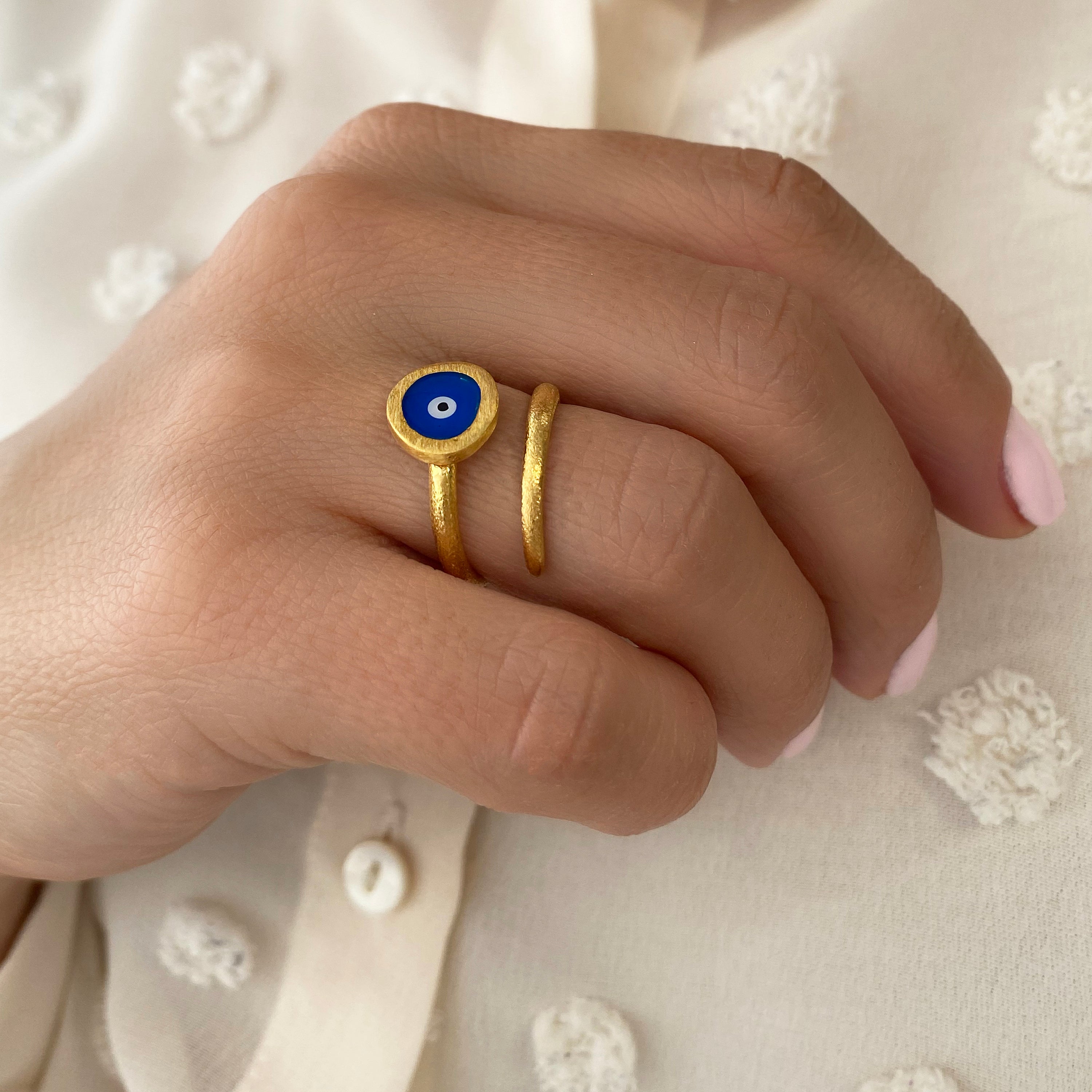 Greek Blue Evil Eye Ring - One Size ring