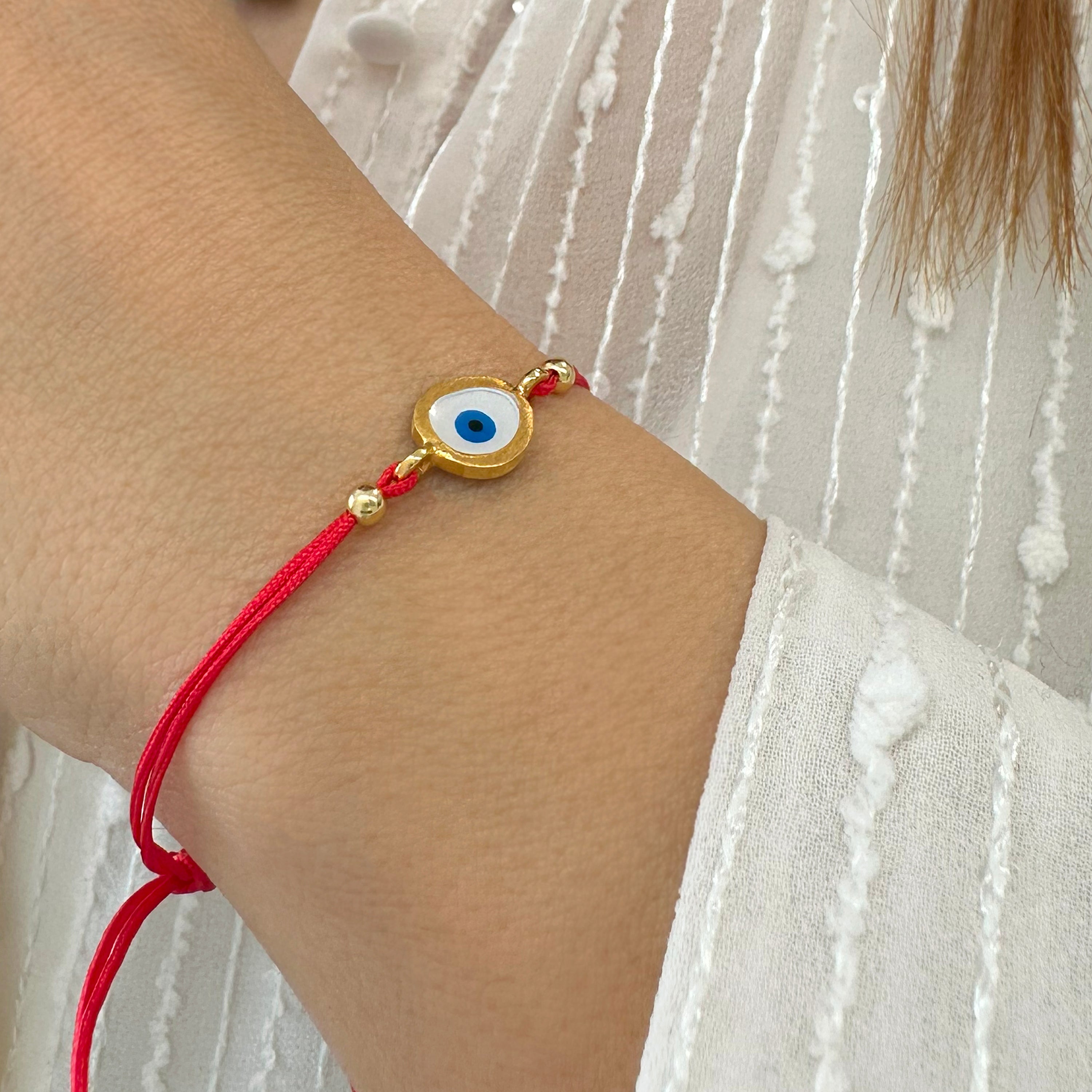 Greek Evil Eye Bracelet with red cord