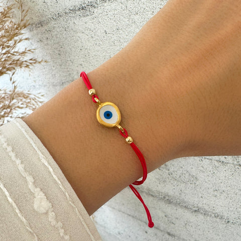 Greek Evil Eye Bracelet with red cord