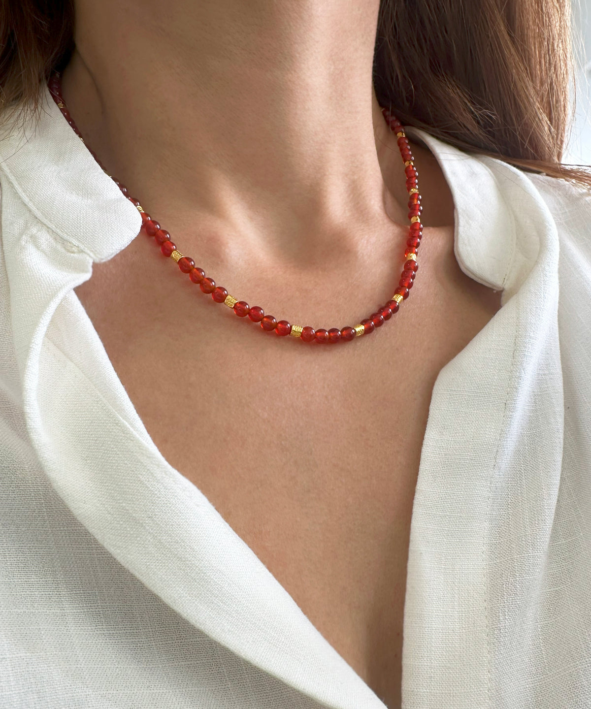 Carnelian Gemstone Choker Necklace