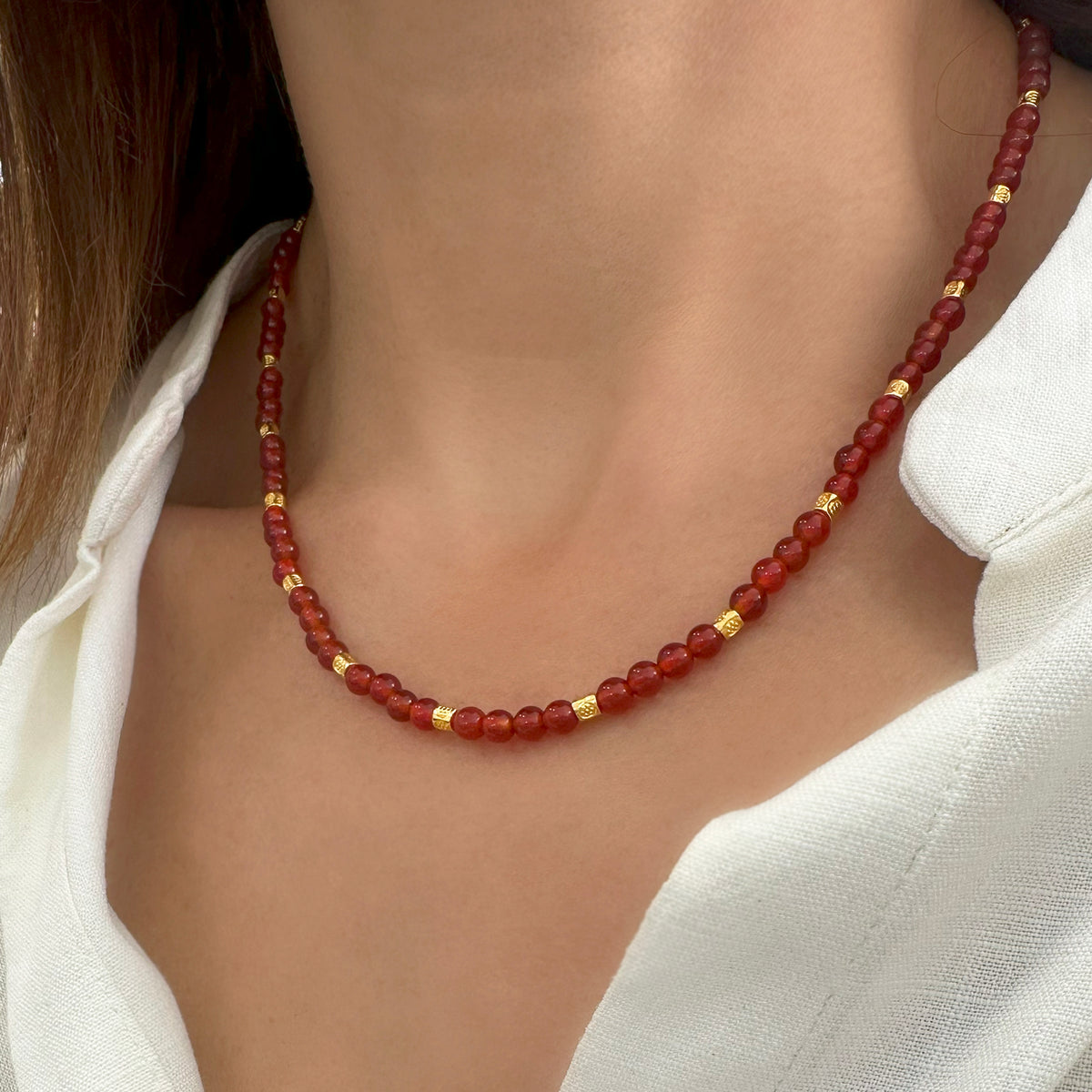 Carnelian Gemstone Choker Necklace