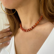 Natural Agate Beaded Choker Necklace