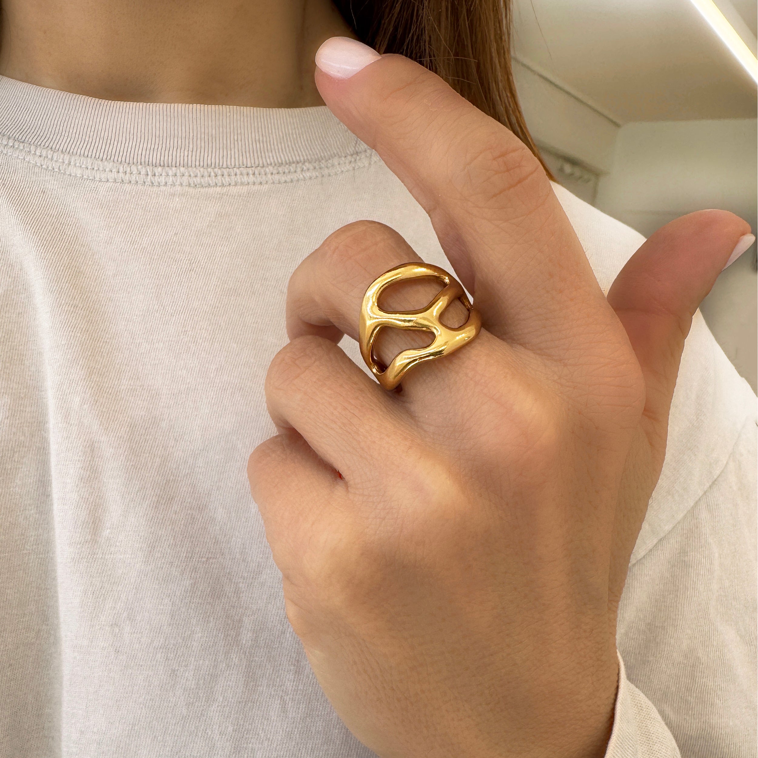 Asymmetic  Gold Boho Ring