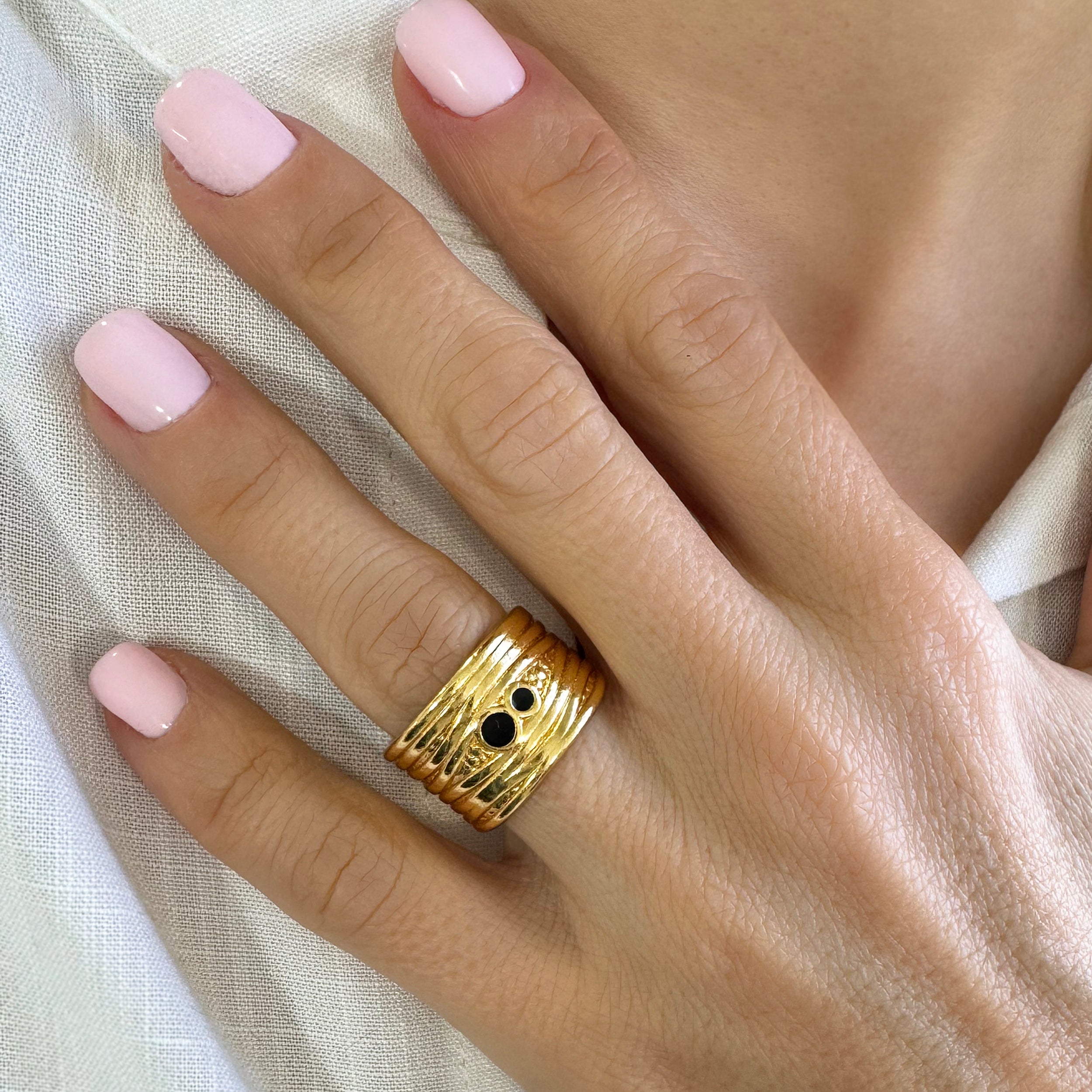 Gold Cigar Wide band Ring