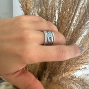 Silver Cigar Wide band Ring