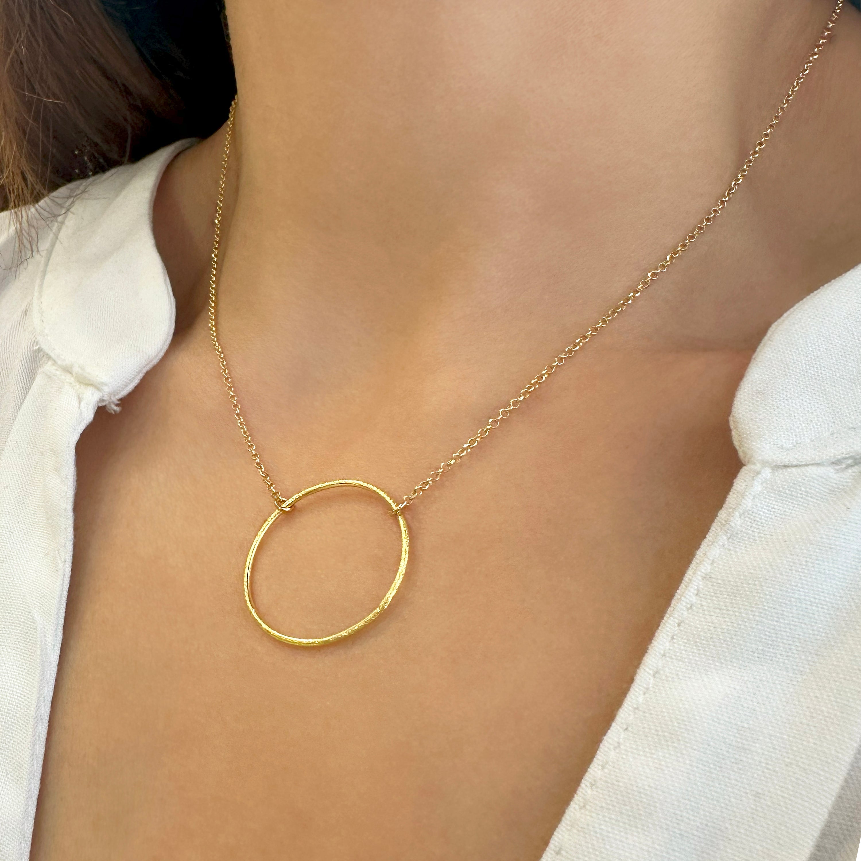 Dainty Ring Necklace with an open circle pendant