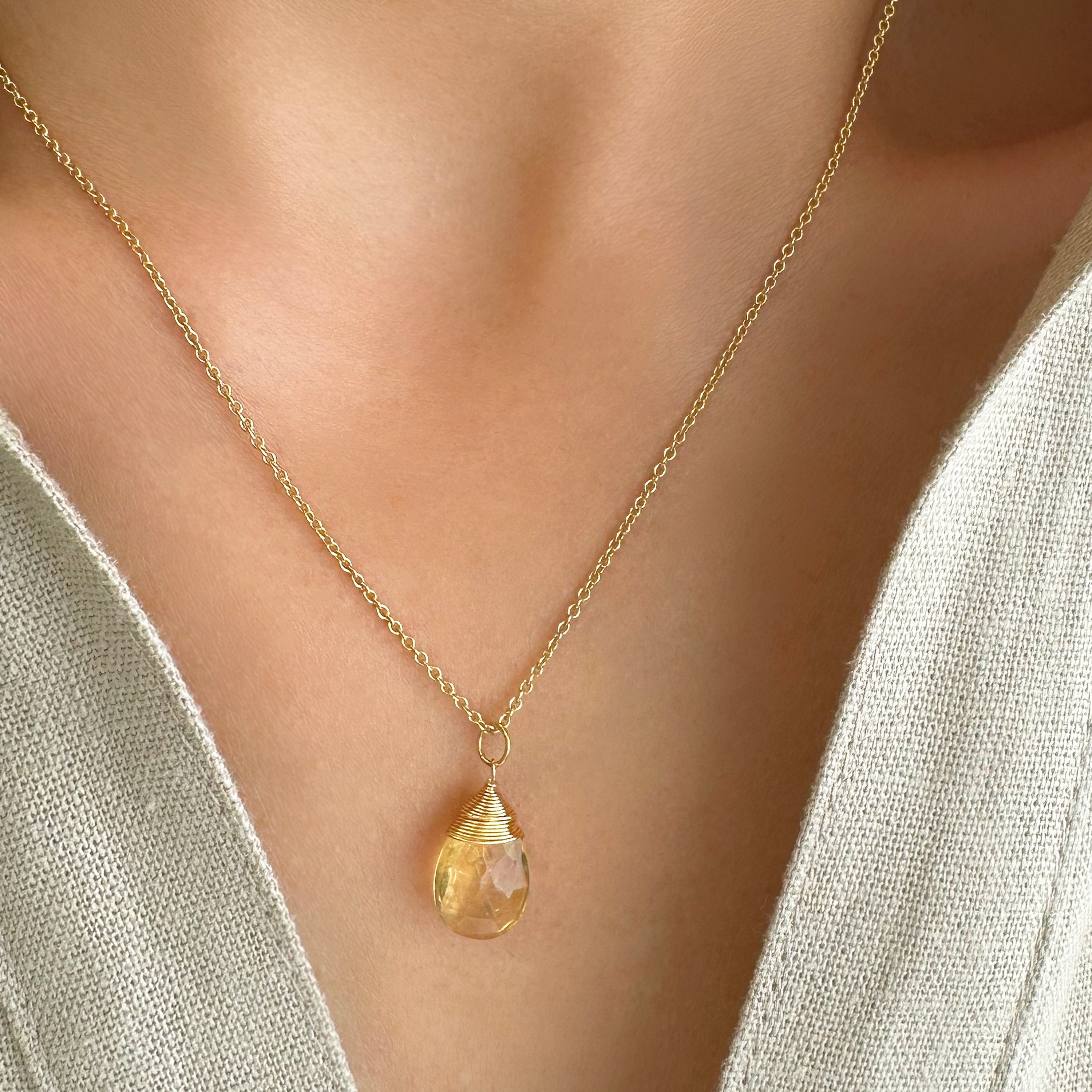 Raw Citrine Necklace - November birthstone Necklace