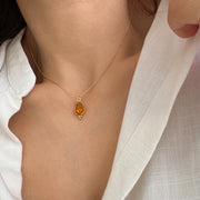 Citrine Drop Gemstone Necklace. Silver 925