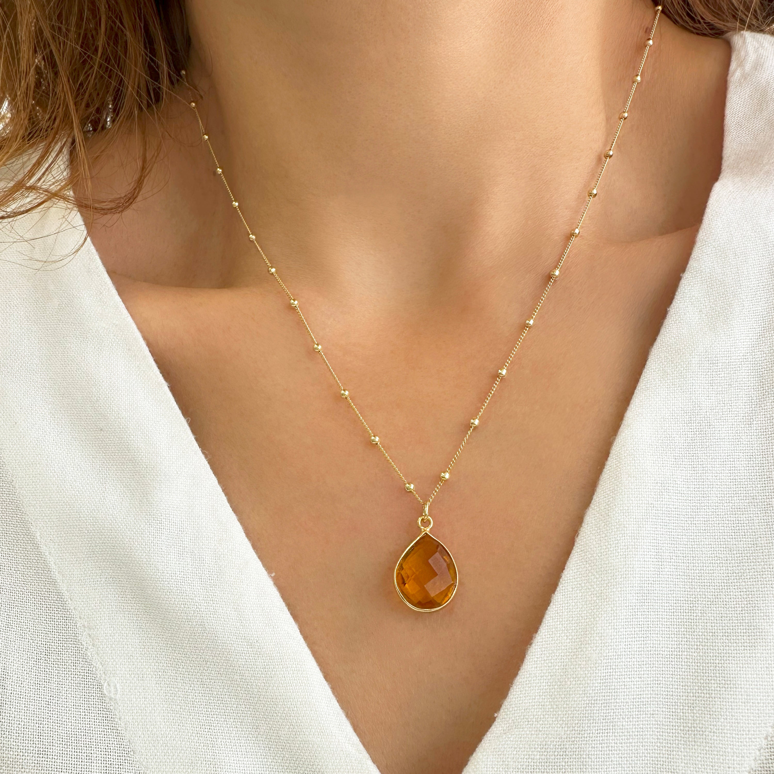 Raw Citrine Necklace - November birthstone Necklace