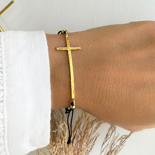 Big gold cross bracelet