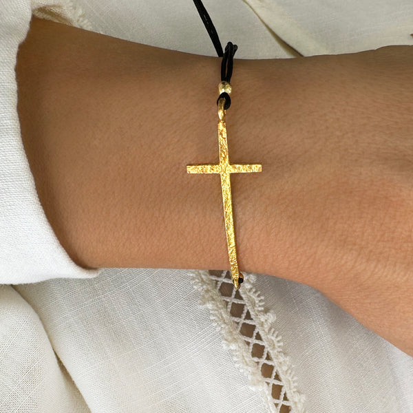 Big gold cross bracelet