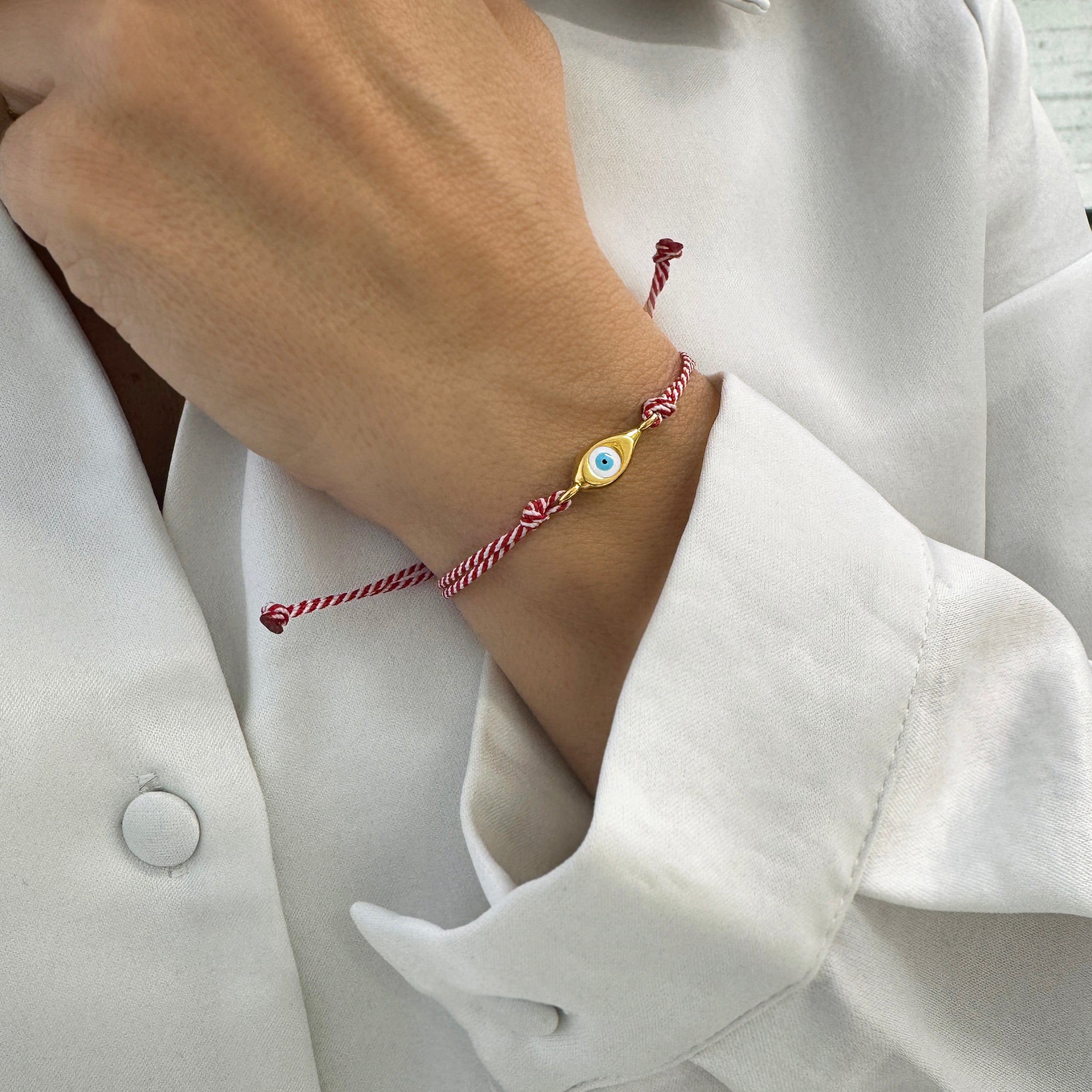 March minimal evil eye bracelet