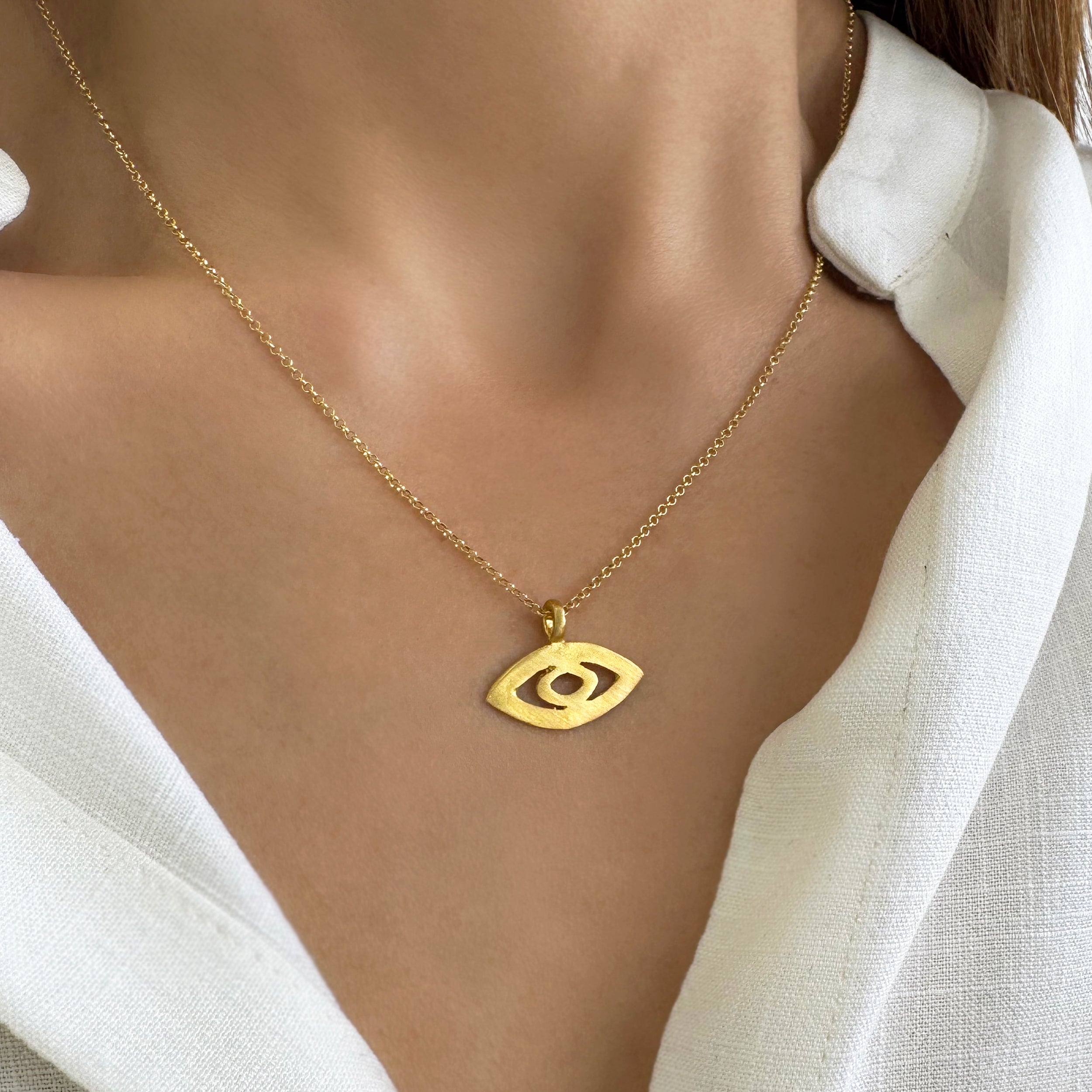 Gold Evil Eye Charm Necklace