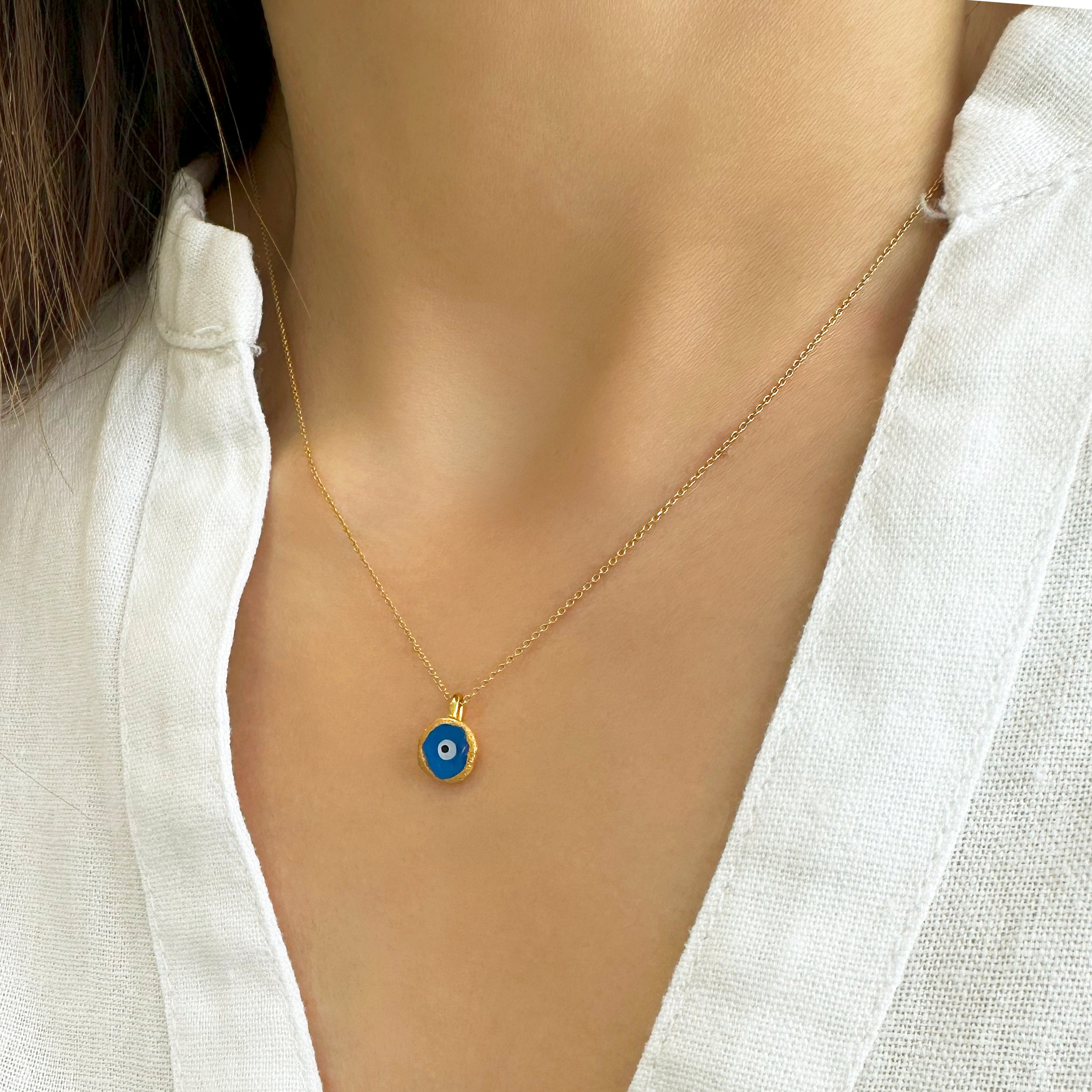 Evil Eye Lucky Charm Necklace, Blue Evil Eye Choker, Tiny Evil Eye Pendant, Greek Evil Eye Necklace, Minimalist necklace, Good luck necklace