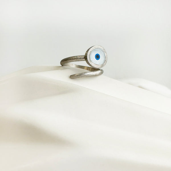 White Evil Eye Ring - Silver 925