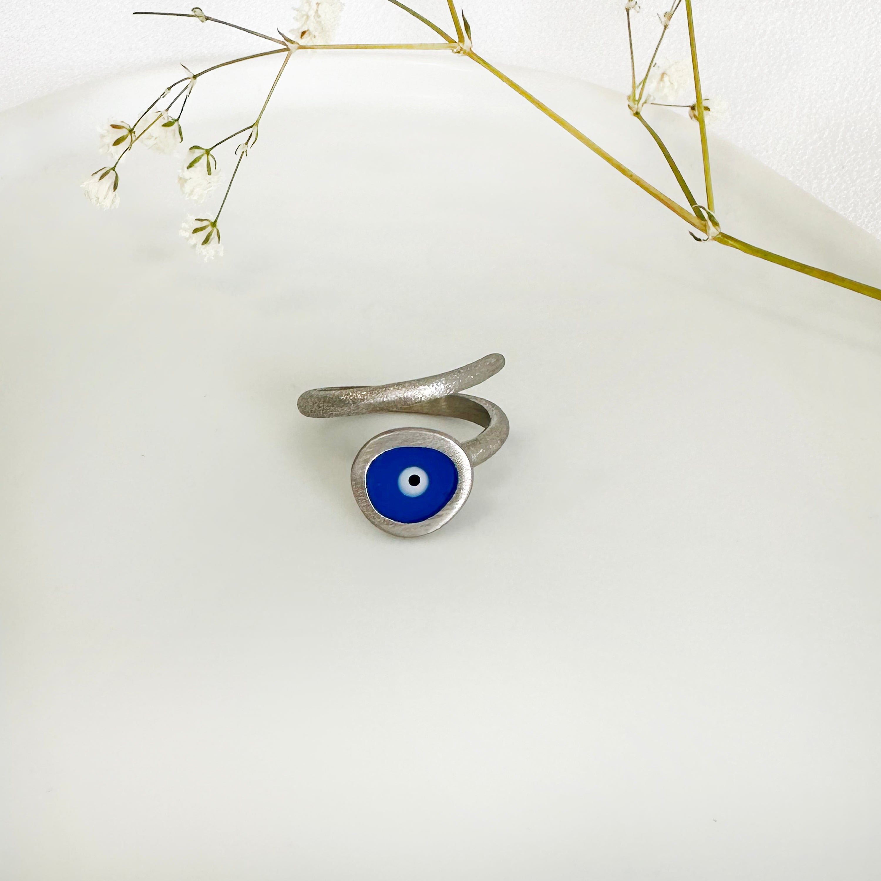 Blue Evil Eye Ring - Silver 925