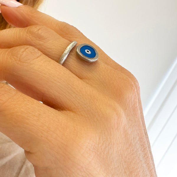 Blue Evil Eye Ring - Silver 925