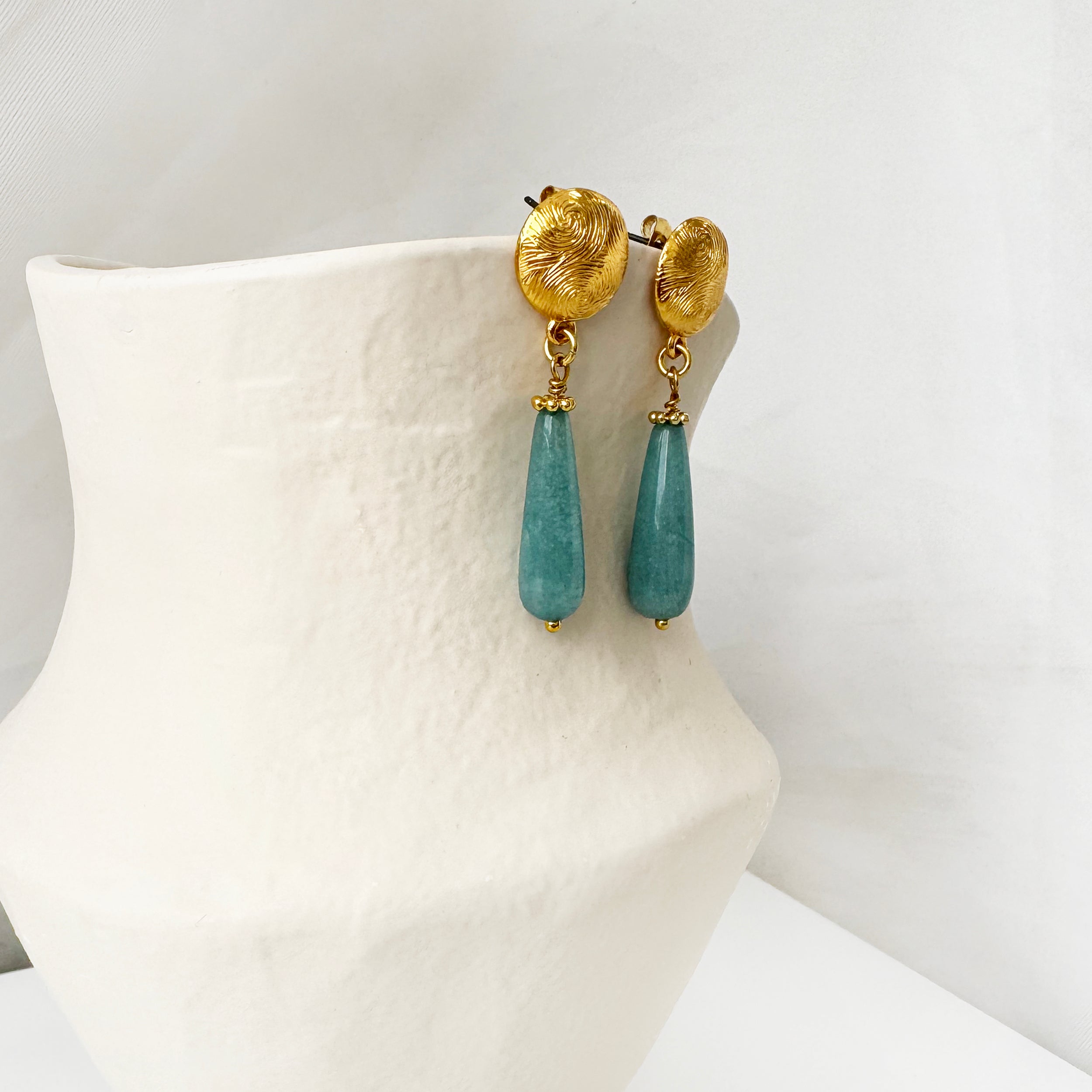 Aqua Blue Jade Stud Earrings