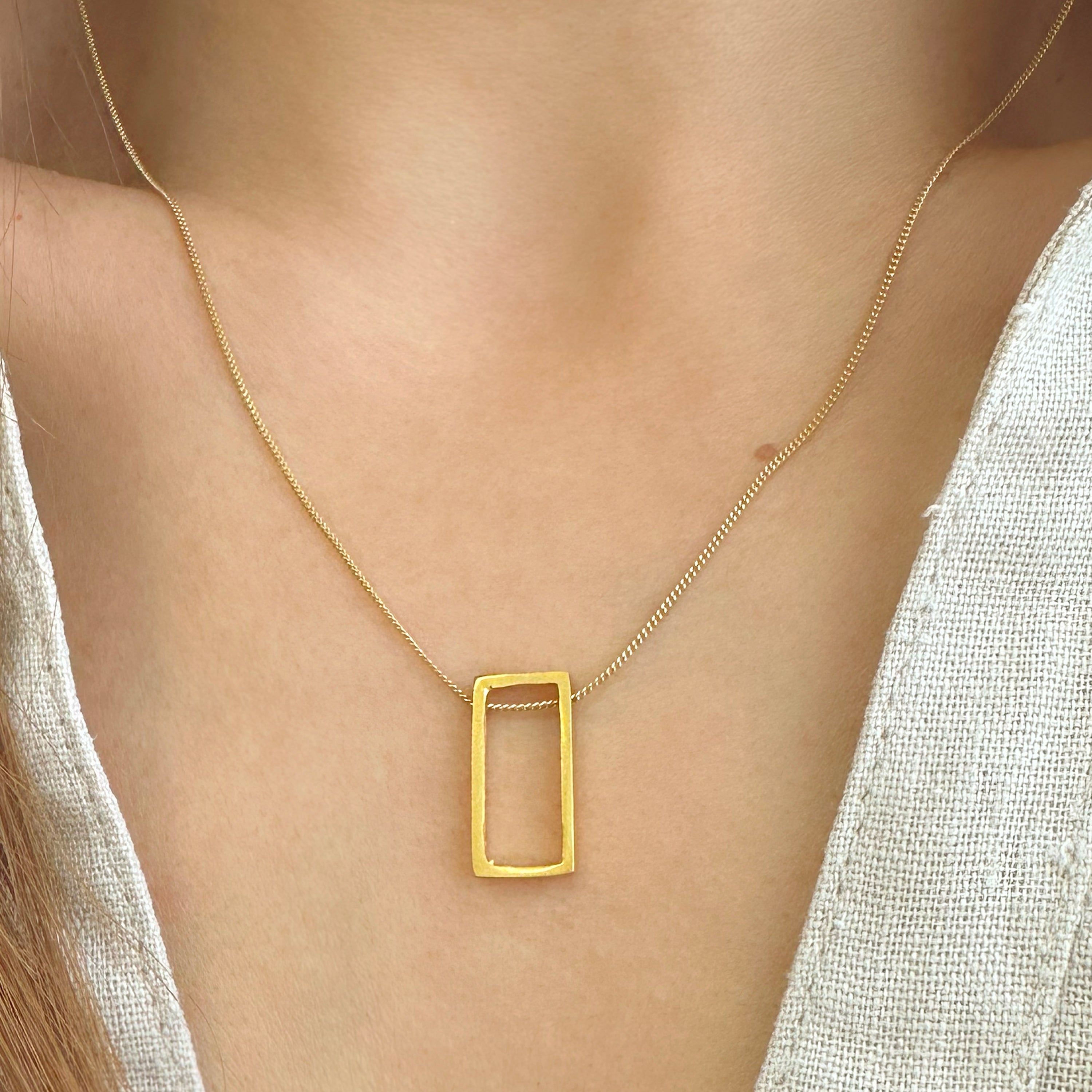 Open Square Necklace - Silver 925