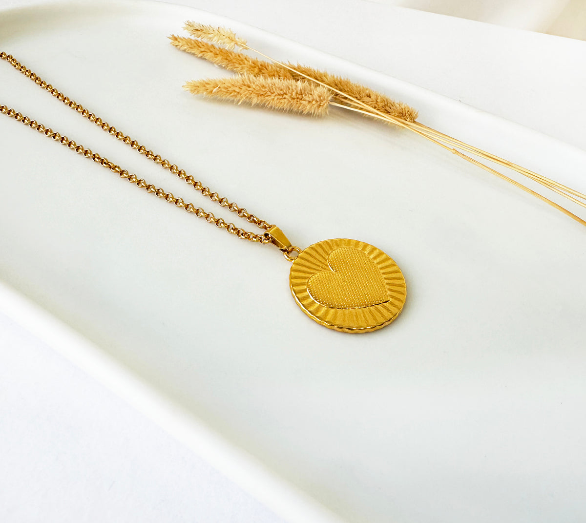 Gold Heart Coin Necklace