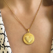 Gold Heart Coin Necklace