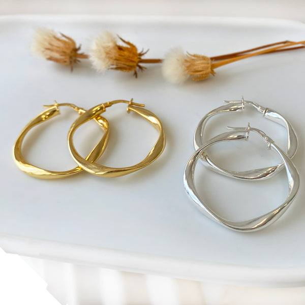 Chunky Gold Hoops in Silver or Gold