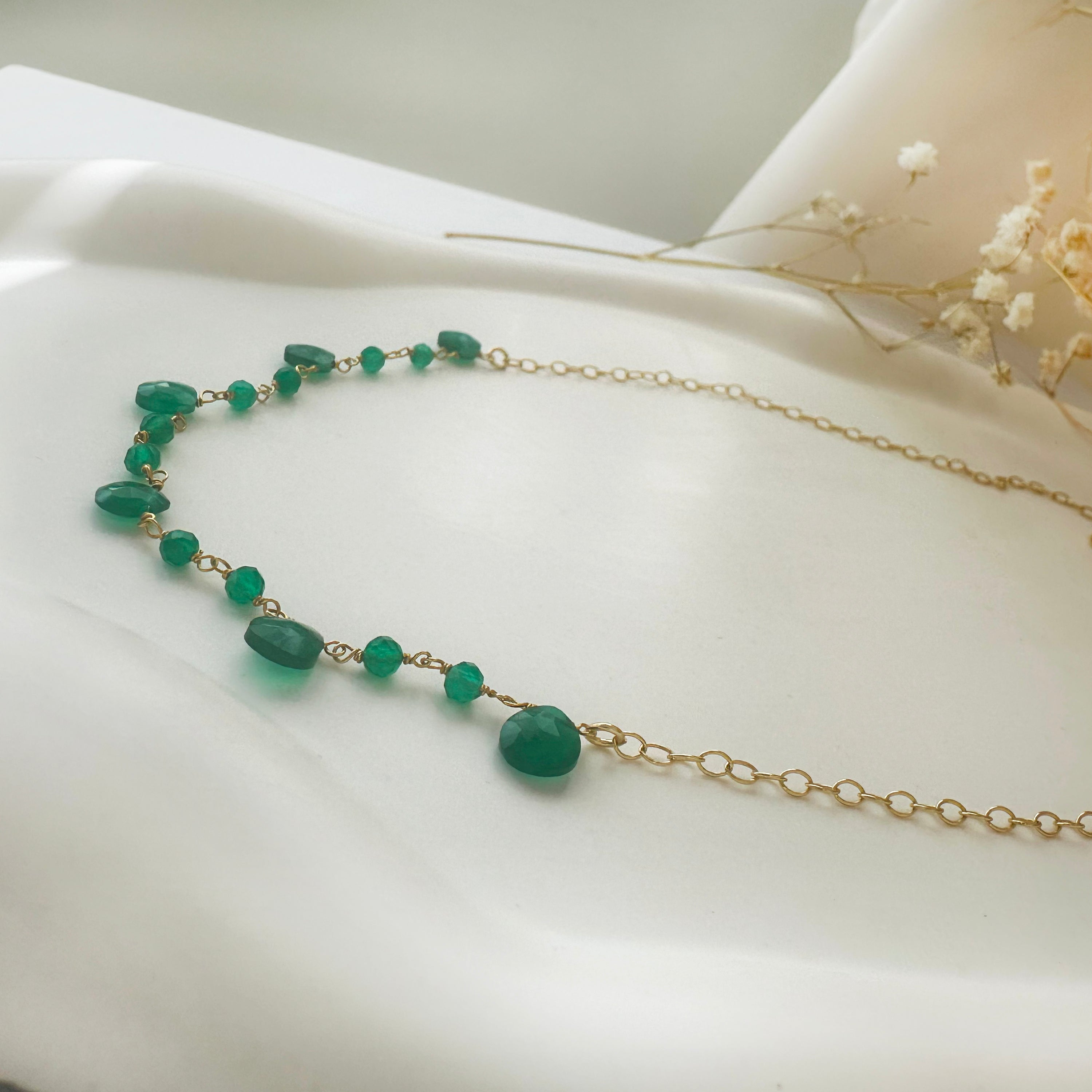 Green Onyx Necklace in a rosary