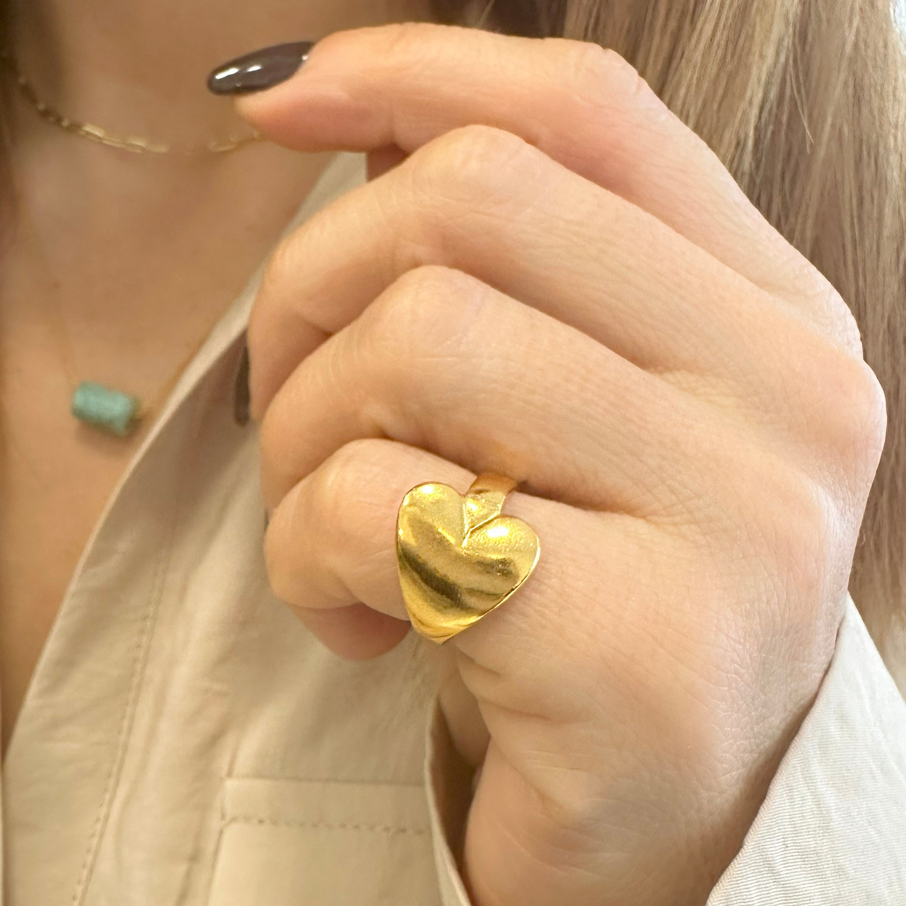 Gold Heart Pinky Ring