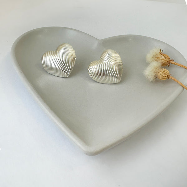 Puffy heart  stud earrings