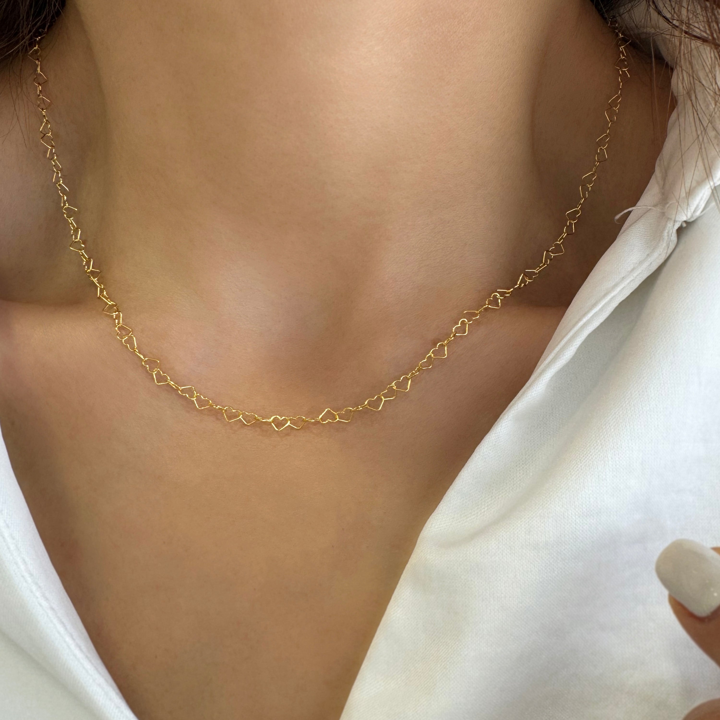 Tiny heart chain necklace, Silver 925