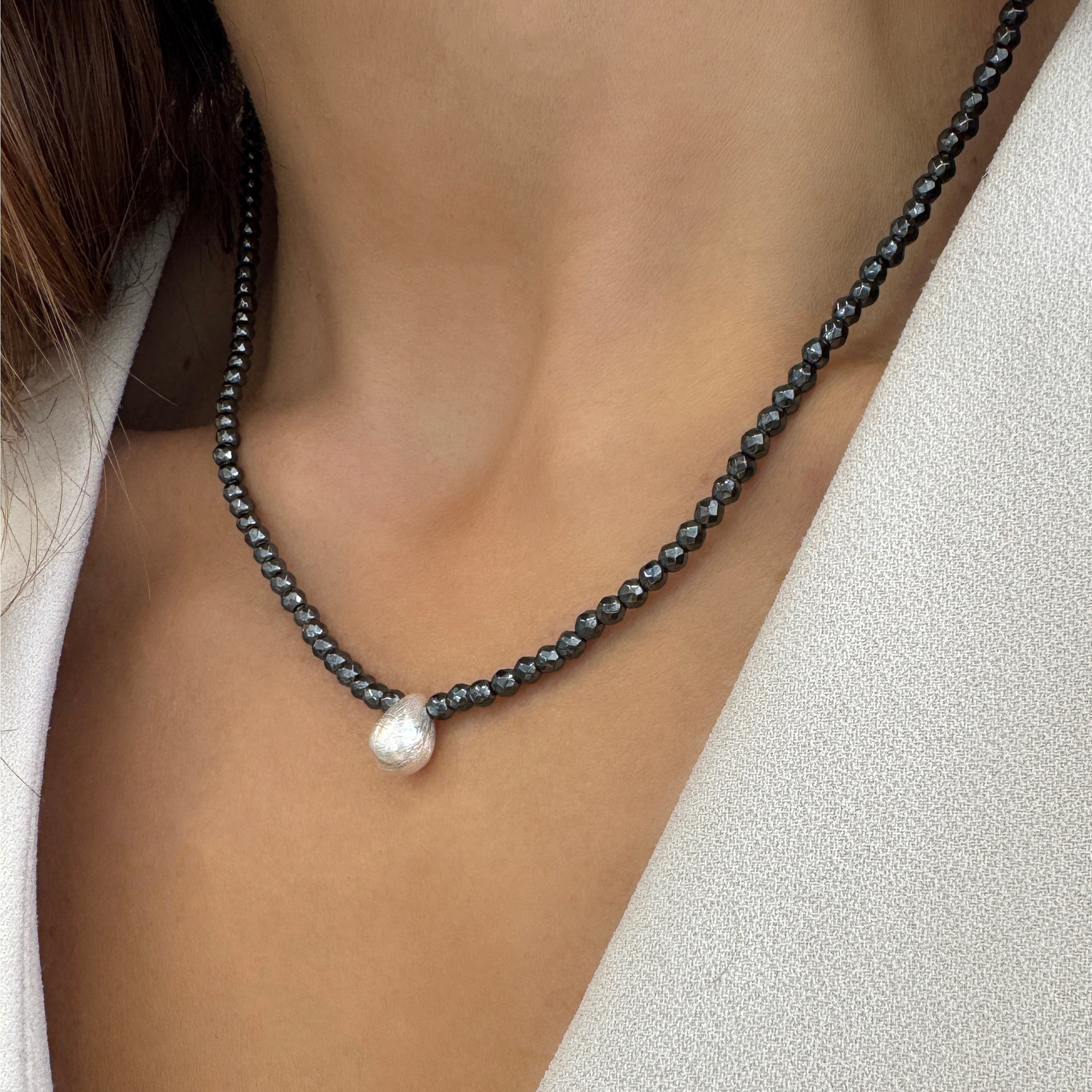 Gold Drop Hematite Necklace