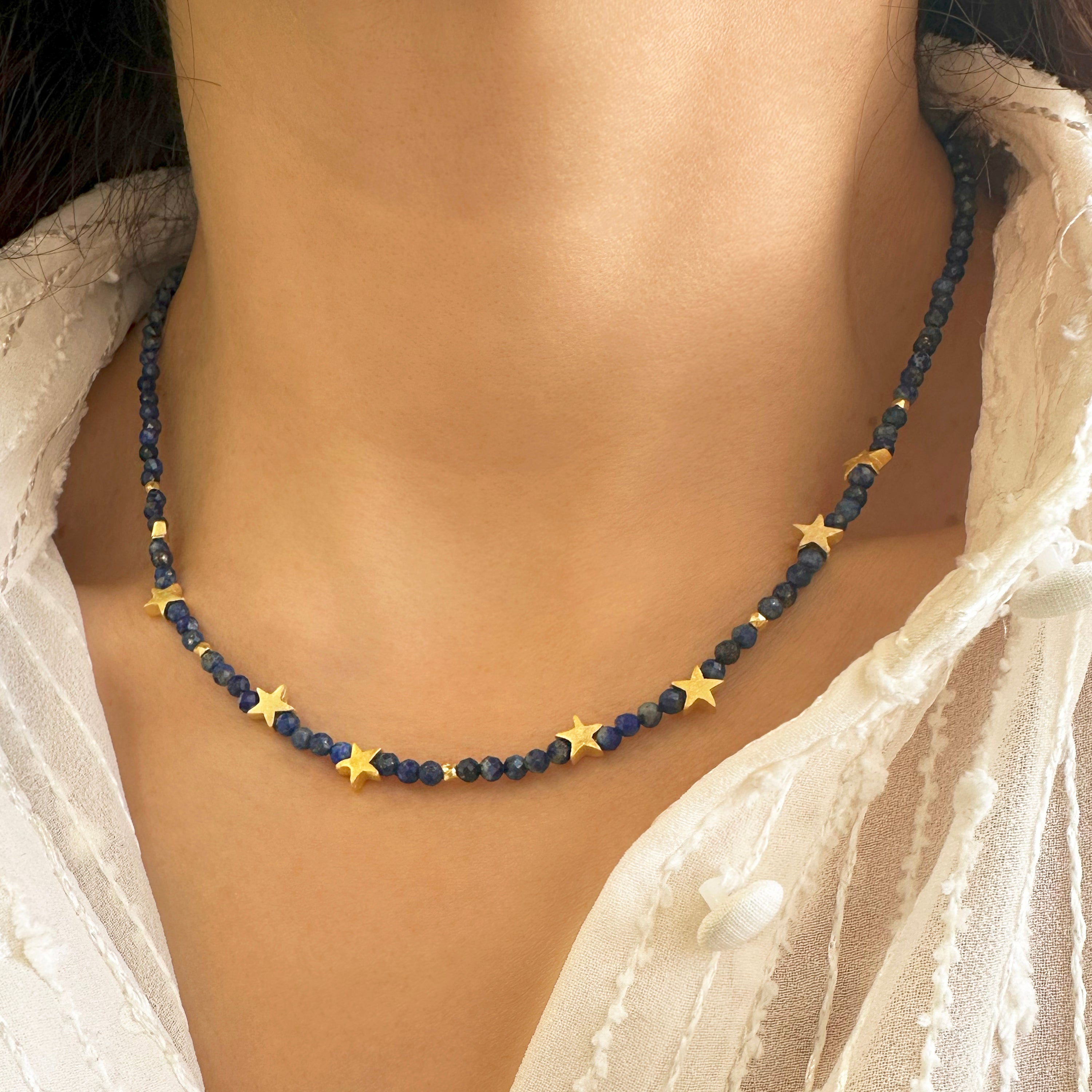 Seed bead Lapis lazuli choker necklace